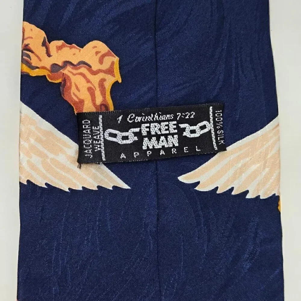 FREE MAN APPAREL 1 CORINTHIANS SILK TIE BLUE ORANGE ANGELS JACQUARD 4